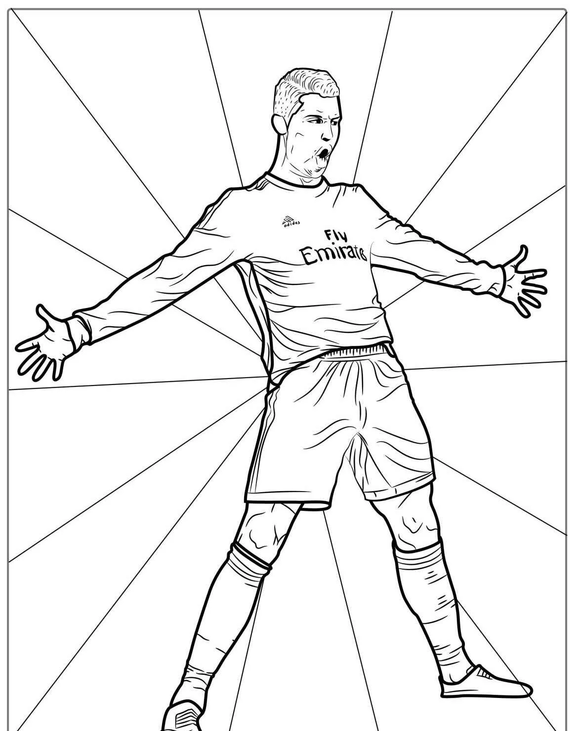 Desenho para colorir de Cristiano Ronaldo em pose de celebração