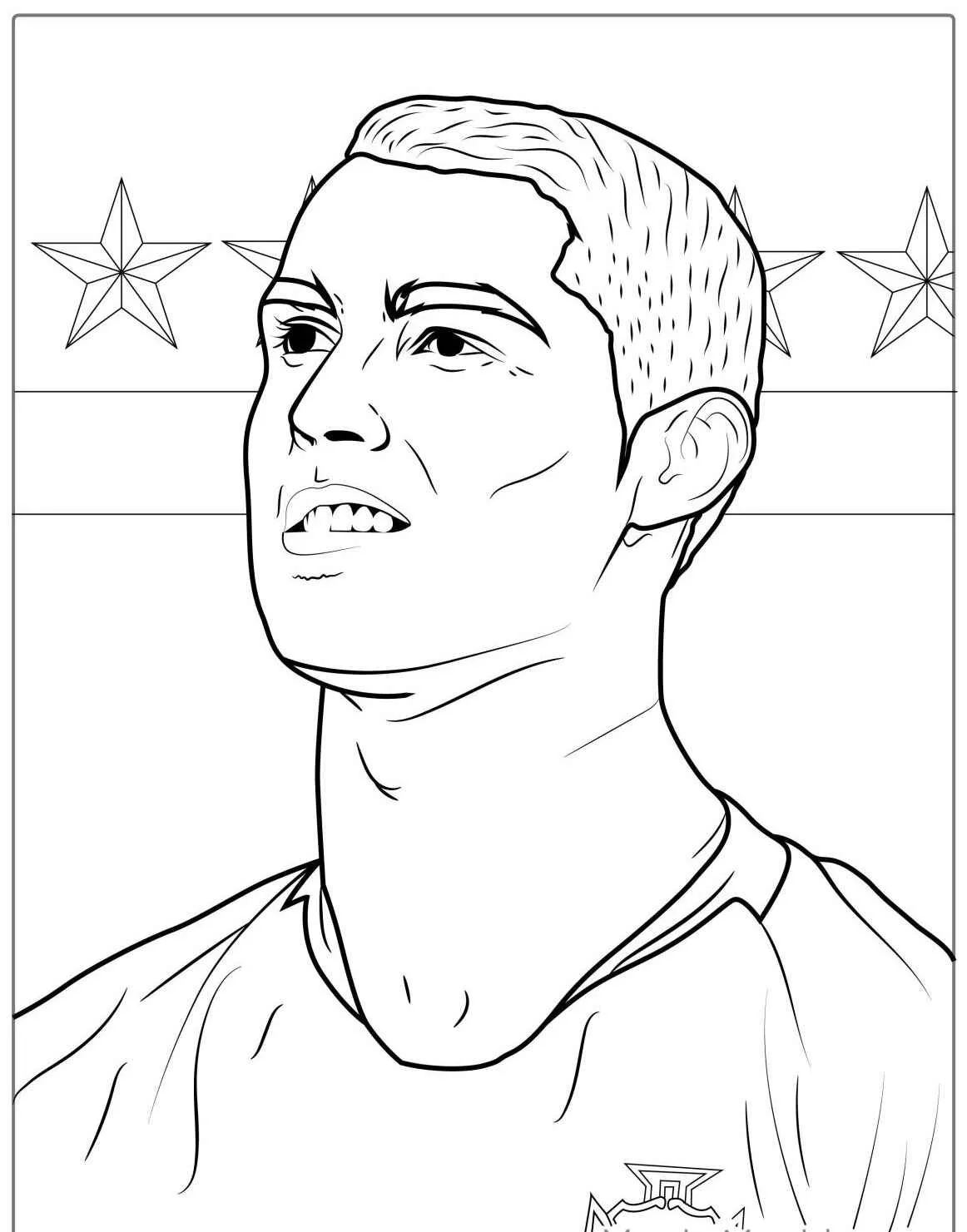 Desenho para colorir de Cristiano Ronaldo em pose de vitória