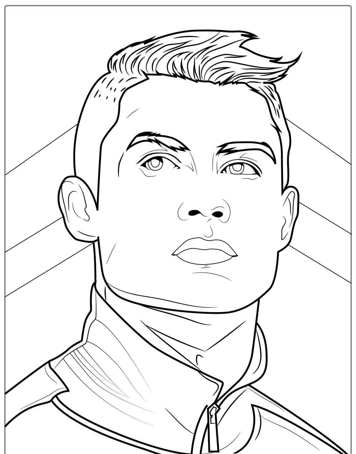 Desenho para colorir de Cristiano Ronaldo em uma pose de ataque