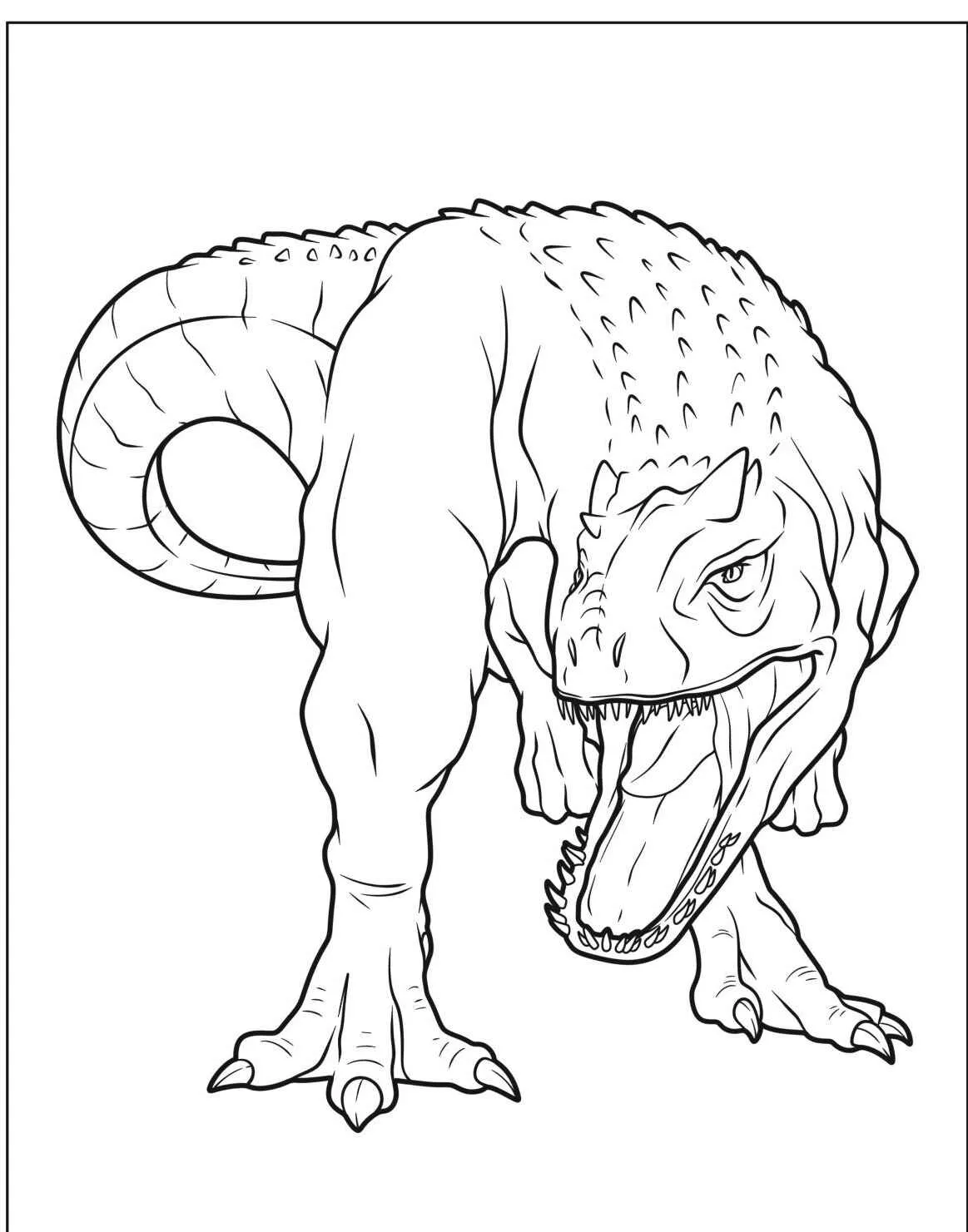Desenho de um dinossauro Rex em contornos para colorir