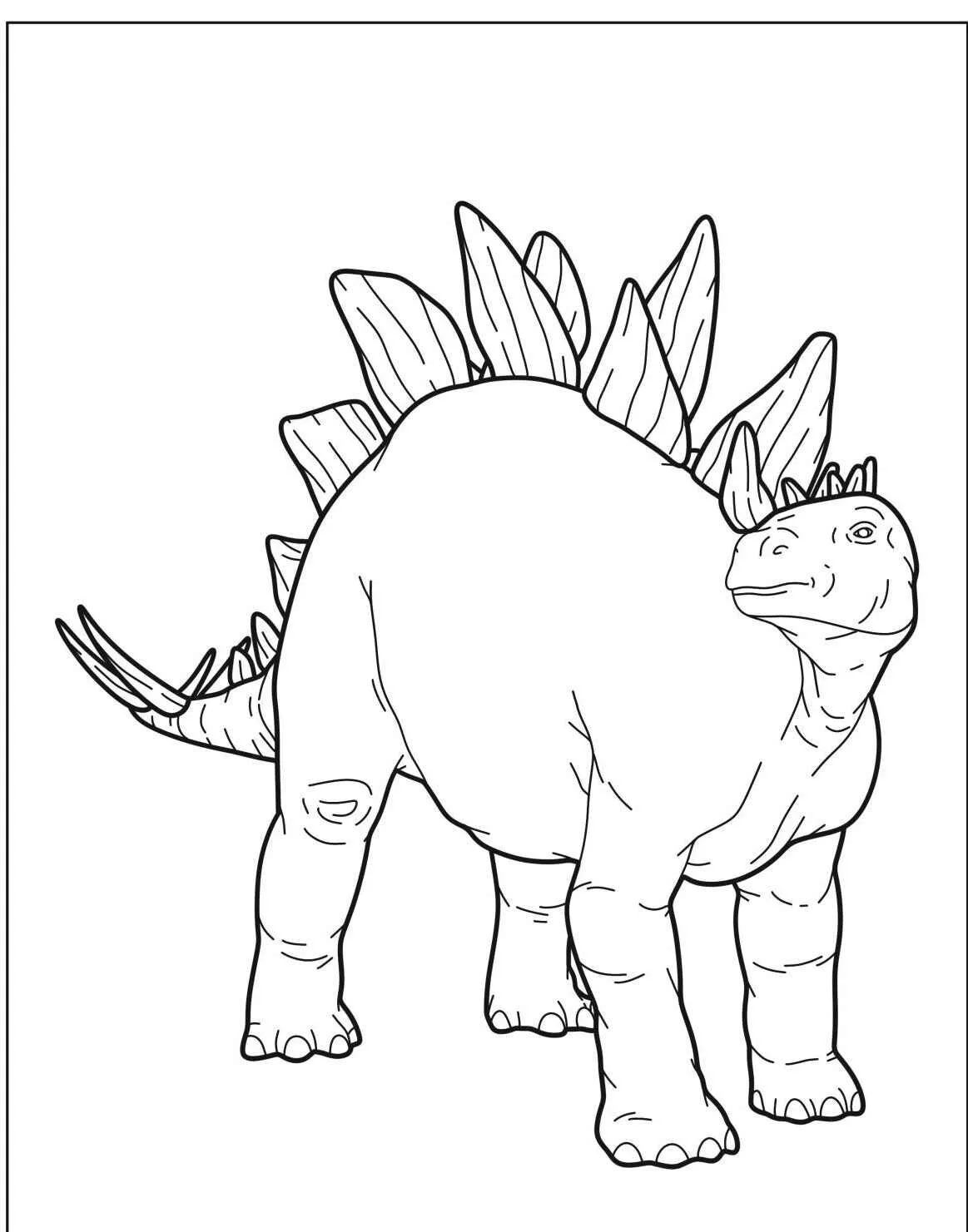 Desenho para colorir de um dinossauro Stegosaurus com placas nas costas