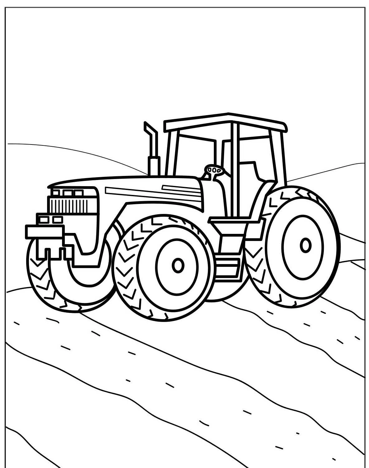Desenho de um trator em uma fazenda para colorir