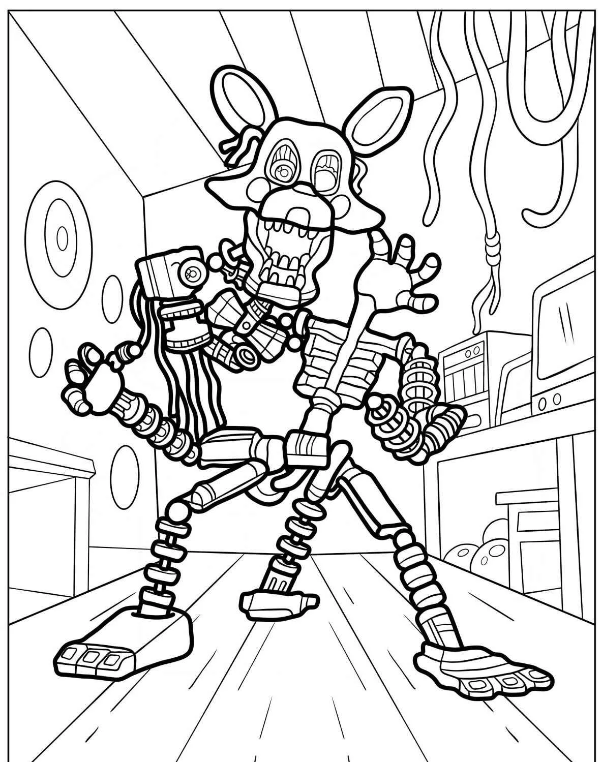 Desenho para colorir do personagem Foxy, o Pirata, de Five Nights at Freddy's