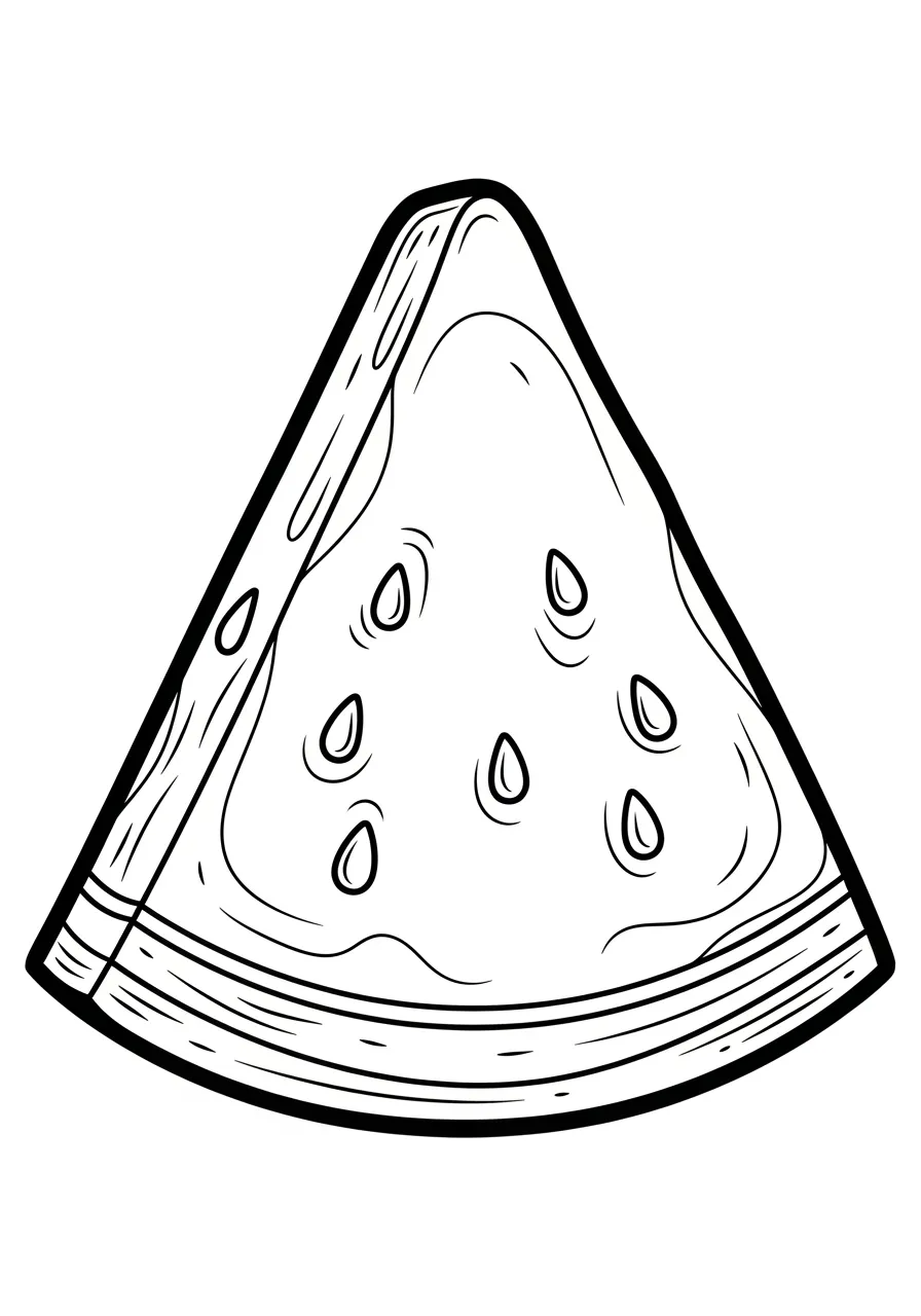 Desenho de uma fatia de melancia para colorir