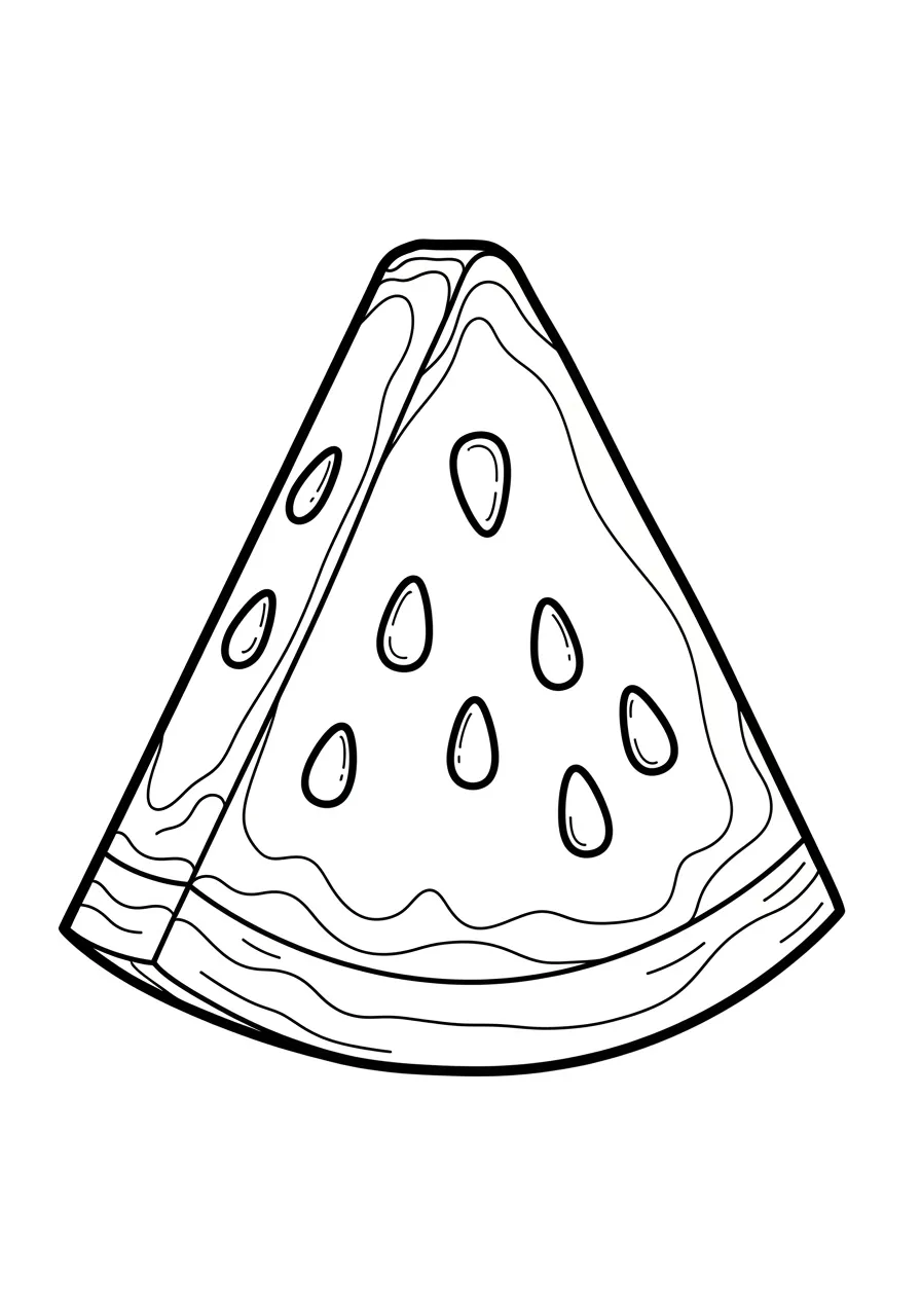 Desenho de uma fatia de melancia para colorir