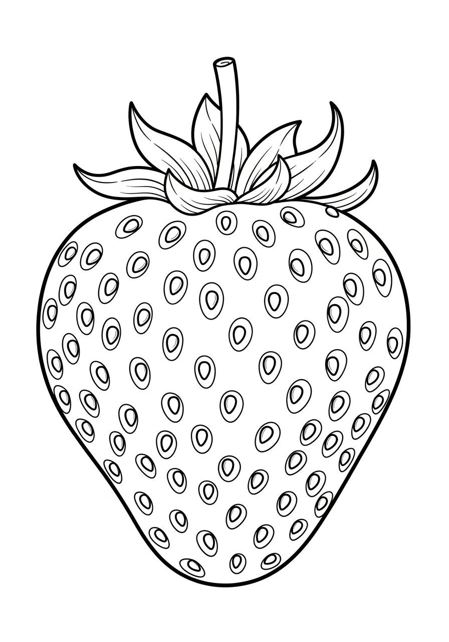 Desenho de um morango para colorir, ideal para crianças