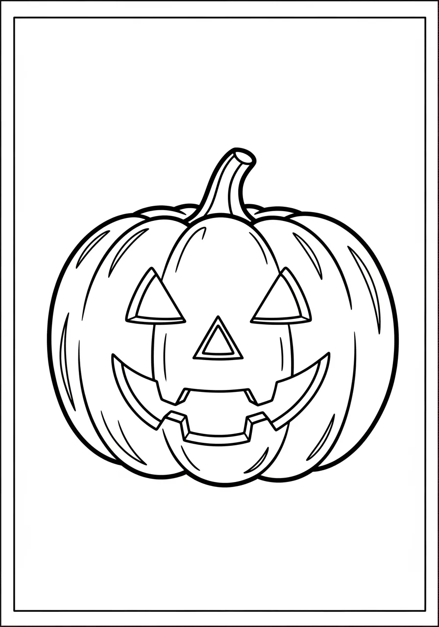Desenho de uma abóbora sorridente para colorir, ideal para Halloween.