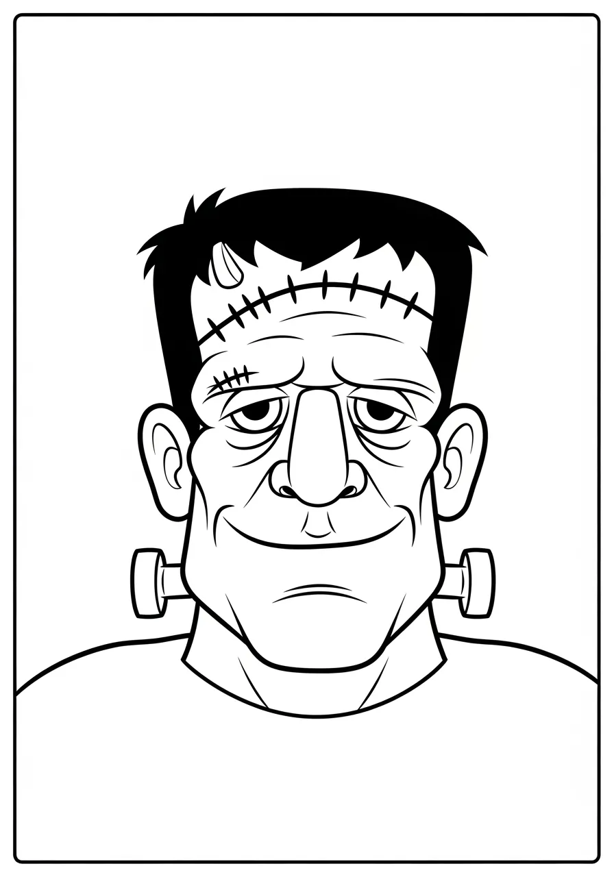 Desenho para colorir de um monstro de Frankenstein