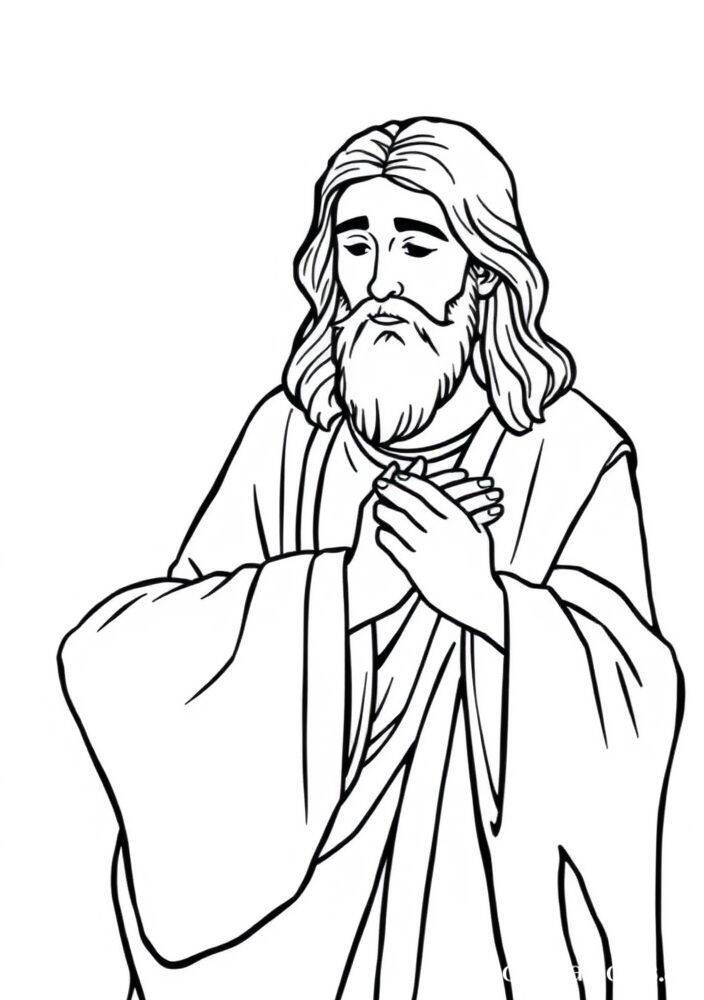 Desenho de Jesus em oração, ideal para colorir.