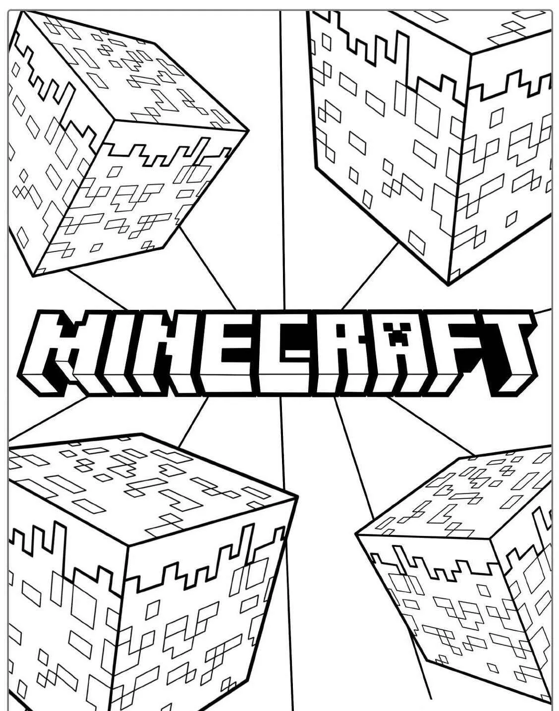 Imagem de blocos do jogo Minecraft para colorir