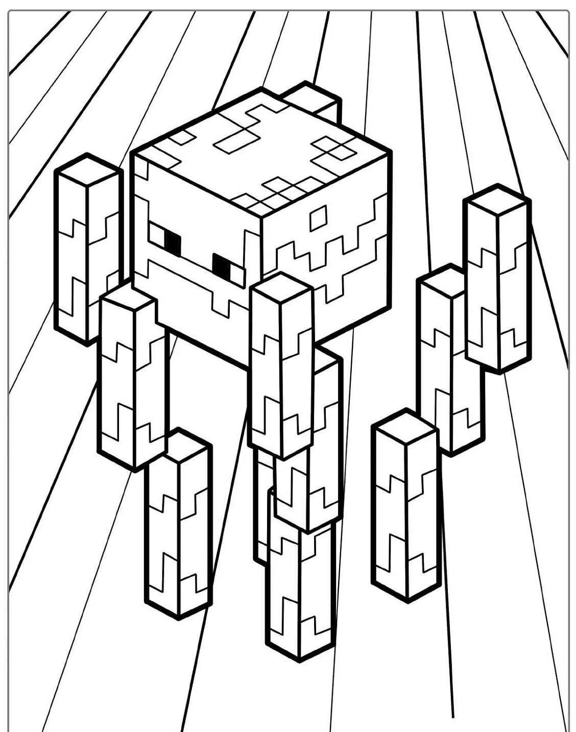 Imagem de uma Aranha Caveira do Minecraft para colorir