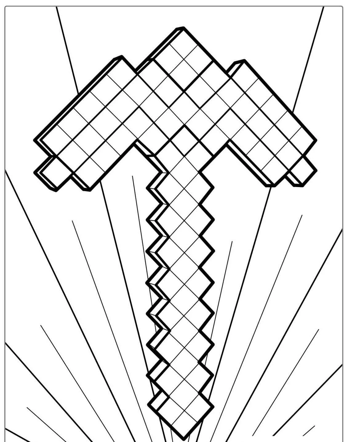 Imagem de um machado de diamante do Minecraft para colorir