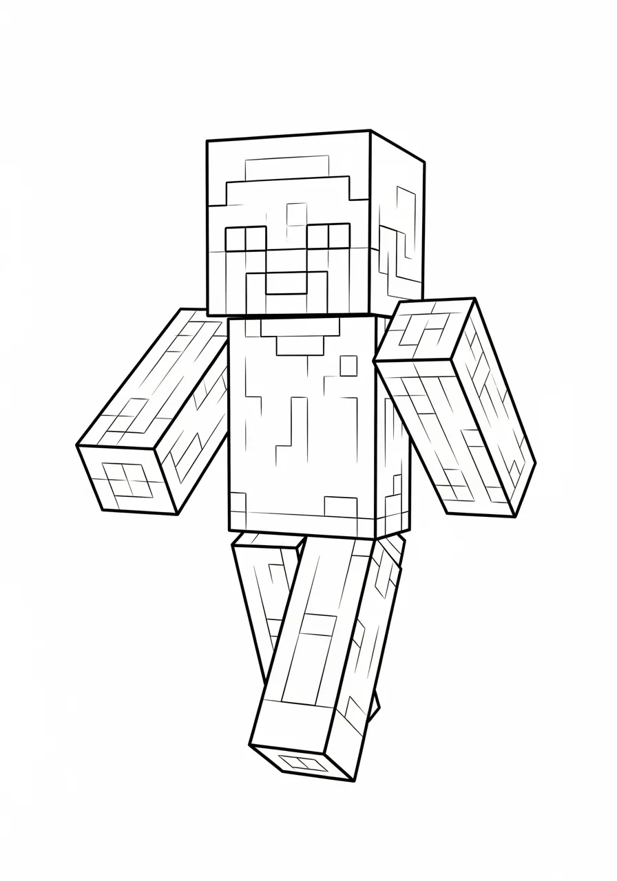 Imagem de um zumbi de Minecraft para colorir