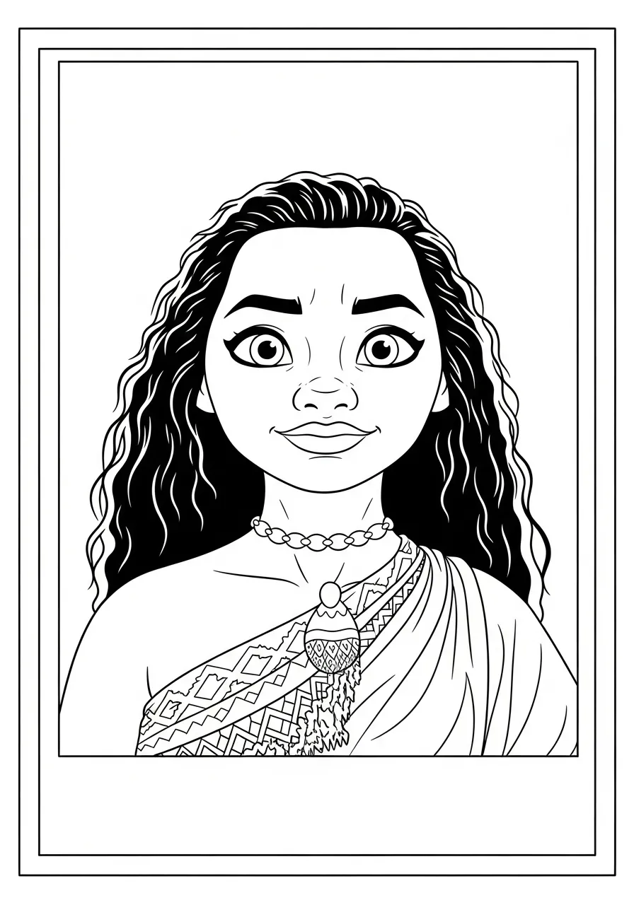 Imagem para colorir de Moana com colar tradicional