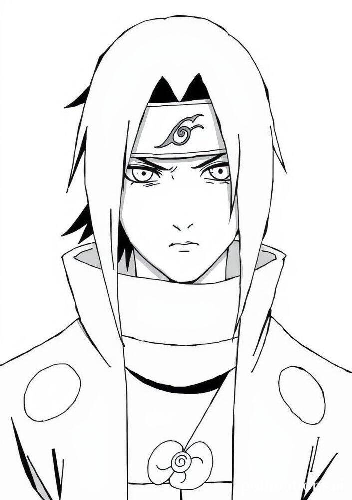 Desenho em preto e branco de Hinata Hyuga do anime Naruto para colorir.