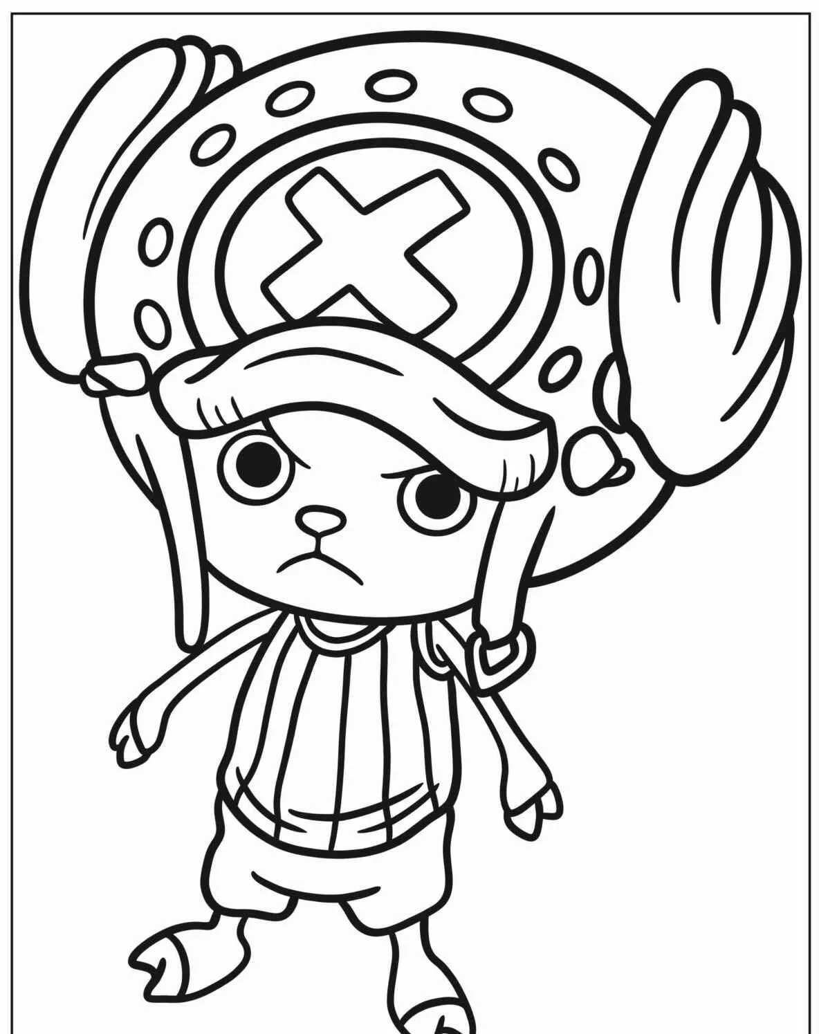 Imagem para colorir de Tony Tony Chopper de One Piece com seu icônico chapéu