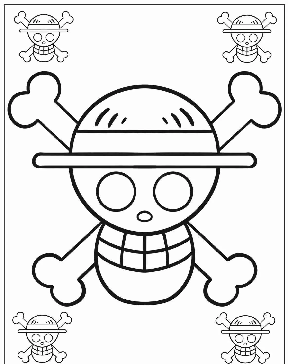 Desenho para colorir do símbolo Jolly Roger dos Chapéus de Palha de One Piece