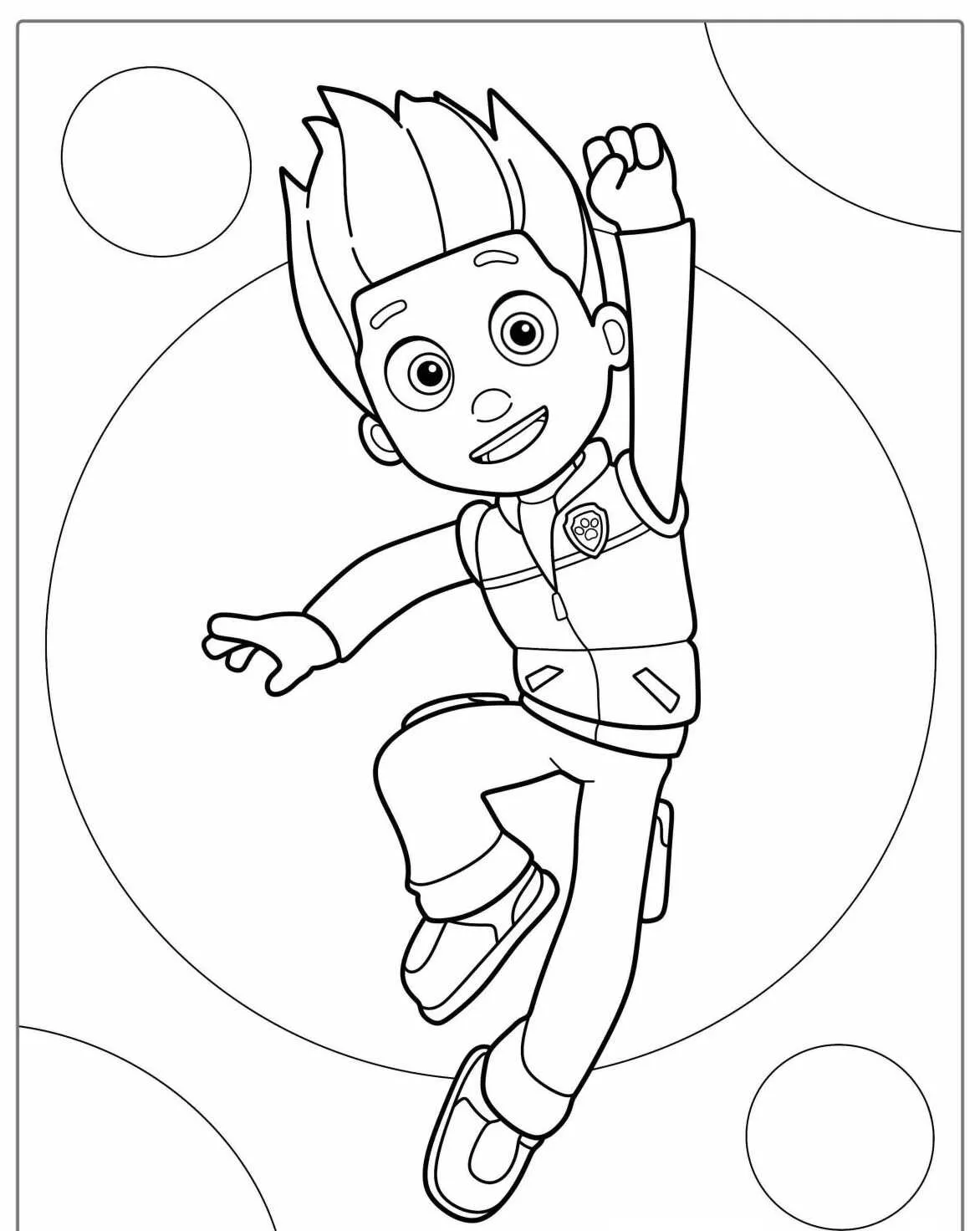 Desenho para colorir do Ryder da Patrulha Canina em ação