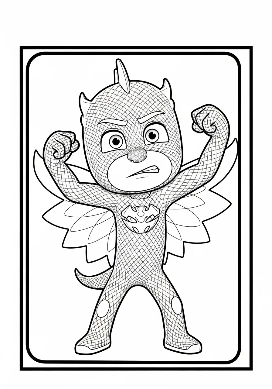 Desenho para colorir do Catboy dos PJ Masks mostrando força