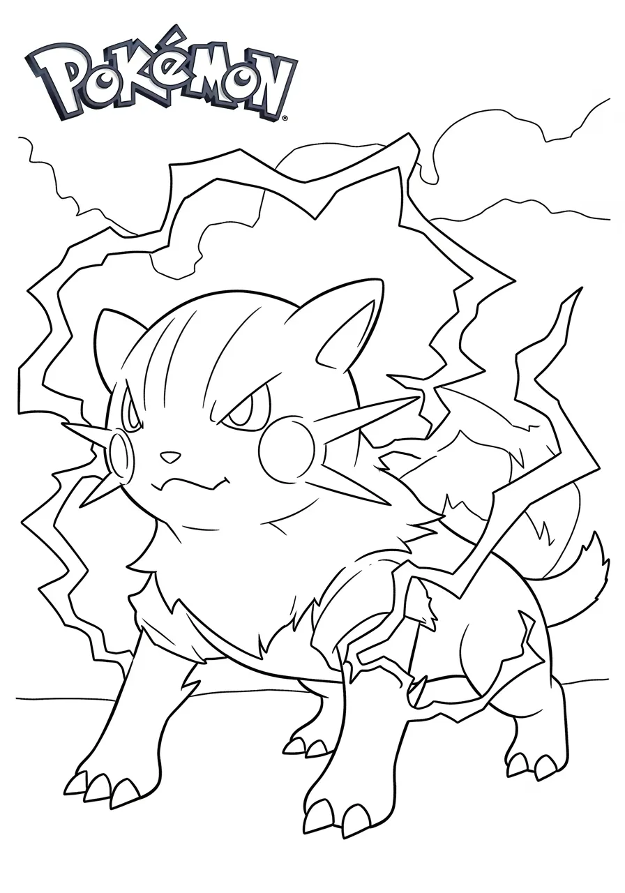 Desenho de Pokémon Ampharos com raios para colorir
