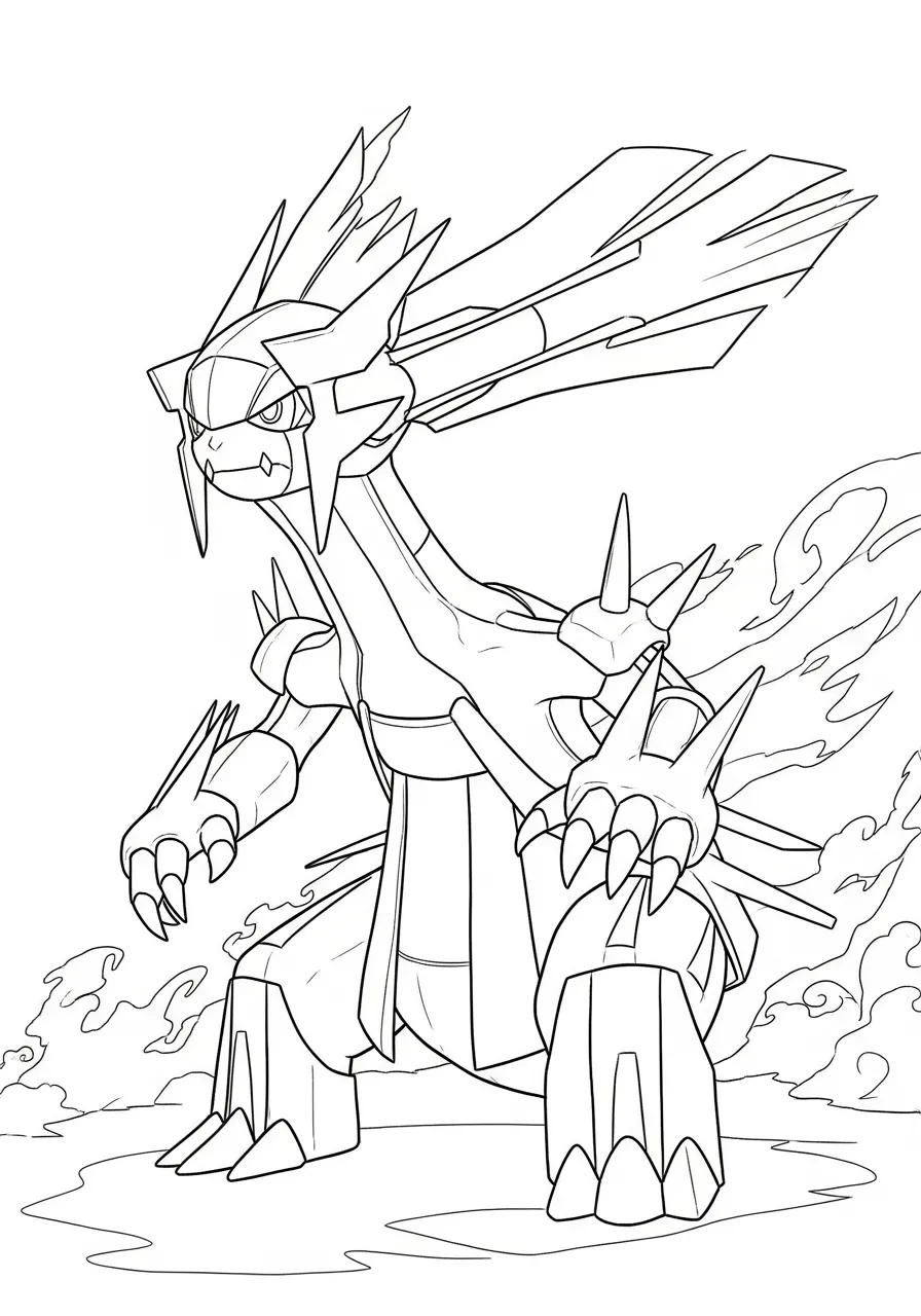 Desenho para colorir do Pokémon Groudon em uma pose poderosa
