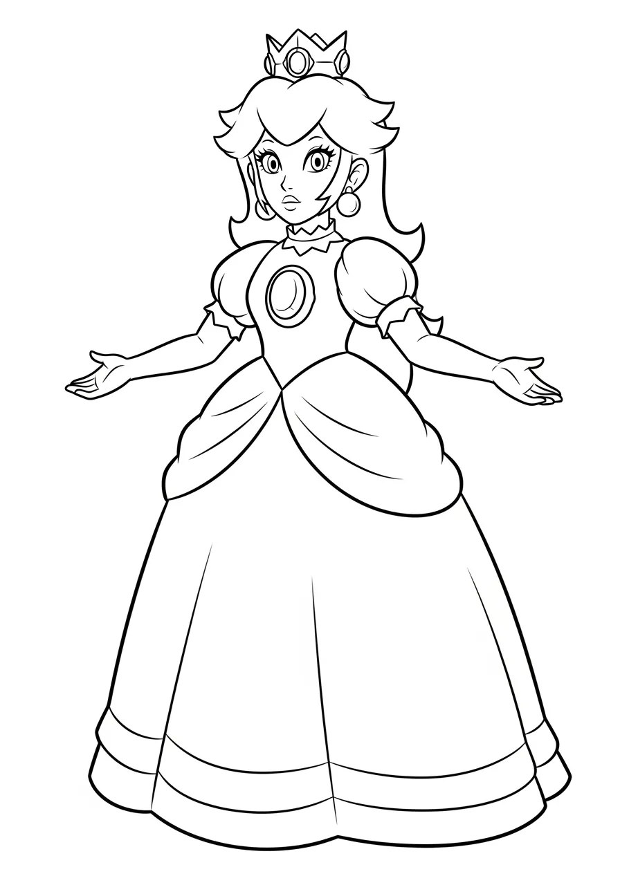 Imagem para colorir da Princesa Peach do Super Mario