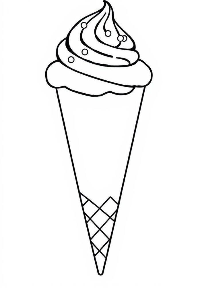 Desenho de um sorvete de casquinha com cobertura para colorir