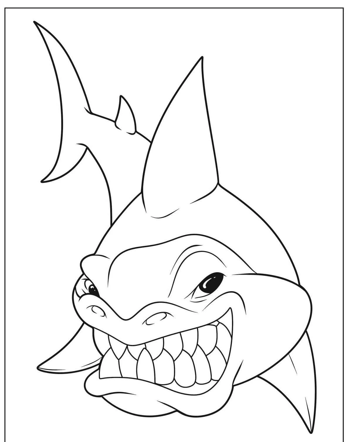 Desenho de um tubarão sorridente para colorir
