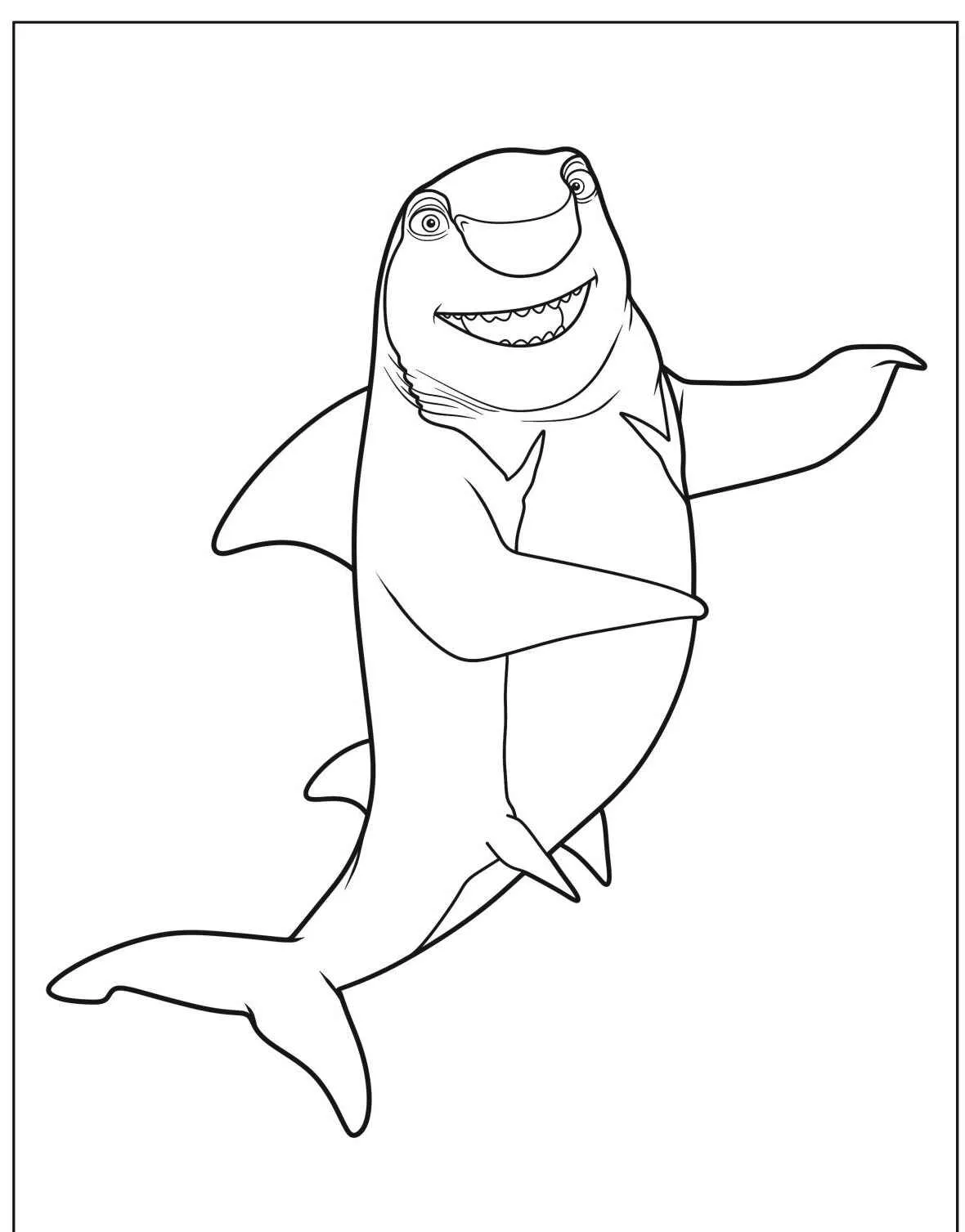 Desenho de um tubarão sorridente para colorir