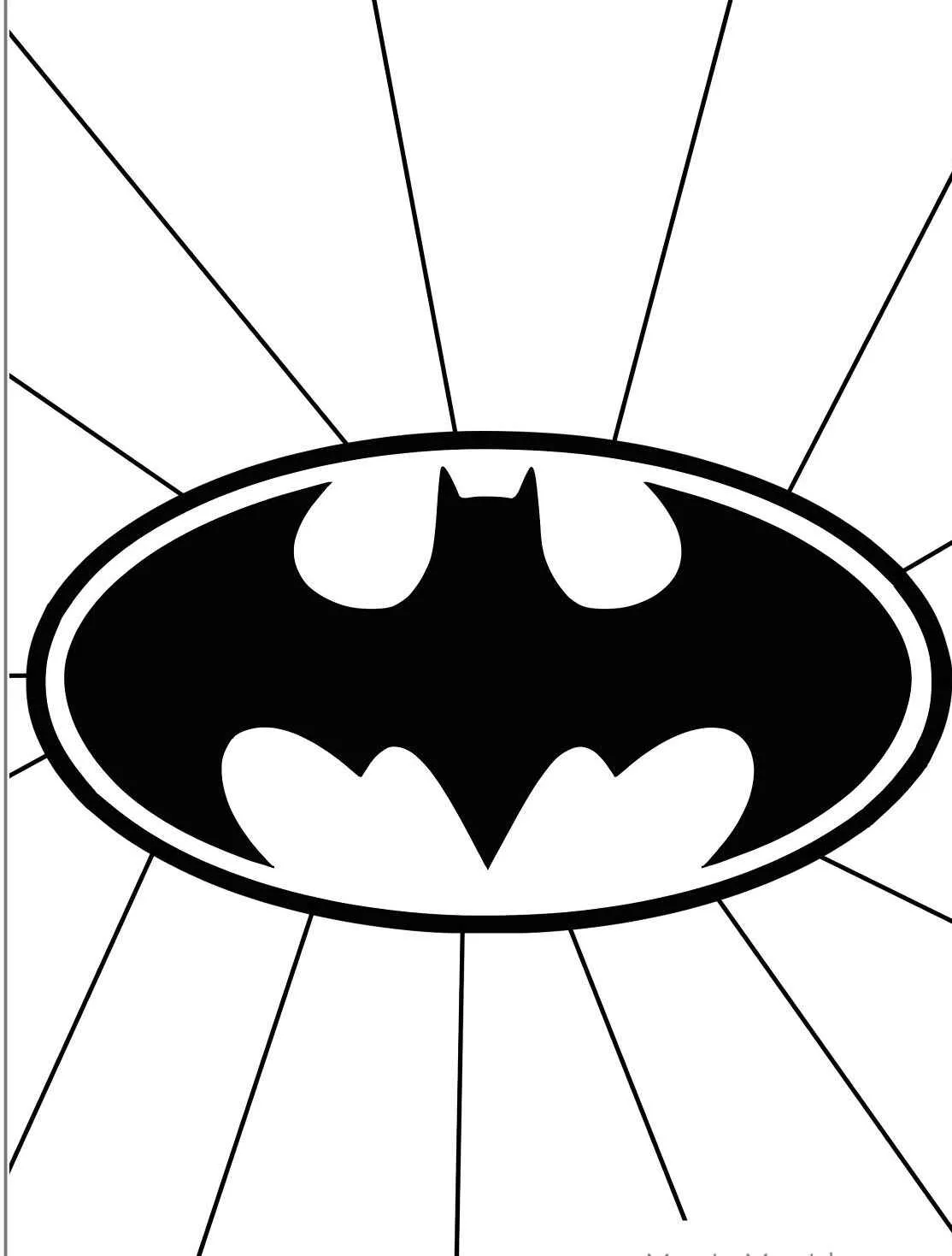 Desenho do Bat-Sinal com fundo radial para colorir