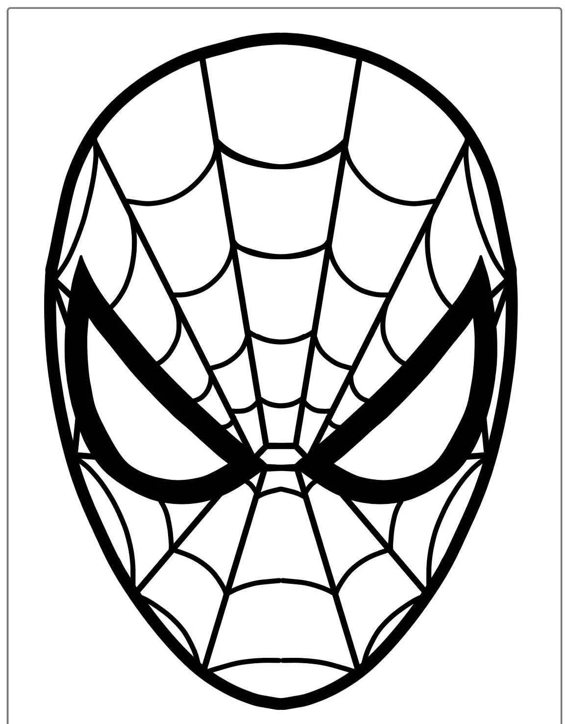 Desenho em preto e branco do rosto do Homem Aranha para colorir