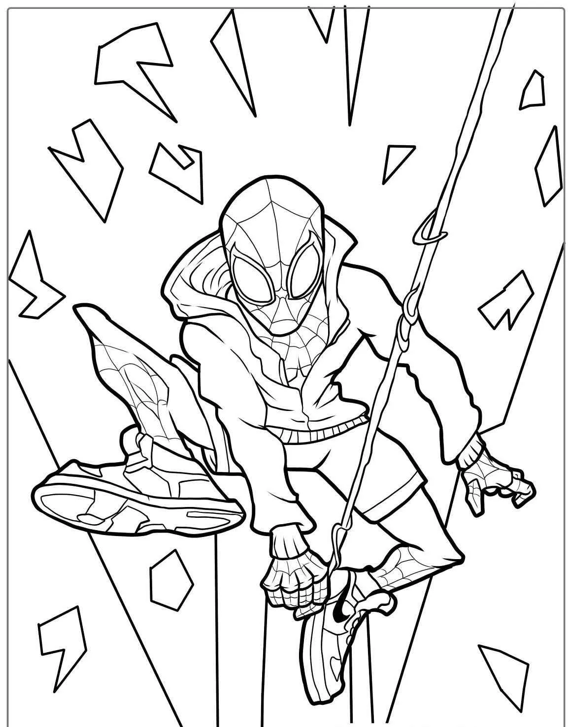 Desenho para colorir do Homem Aranha em movimento