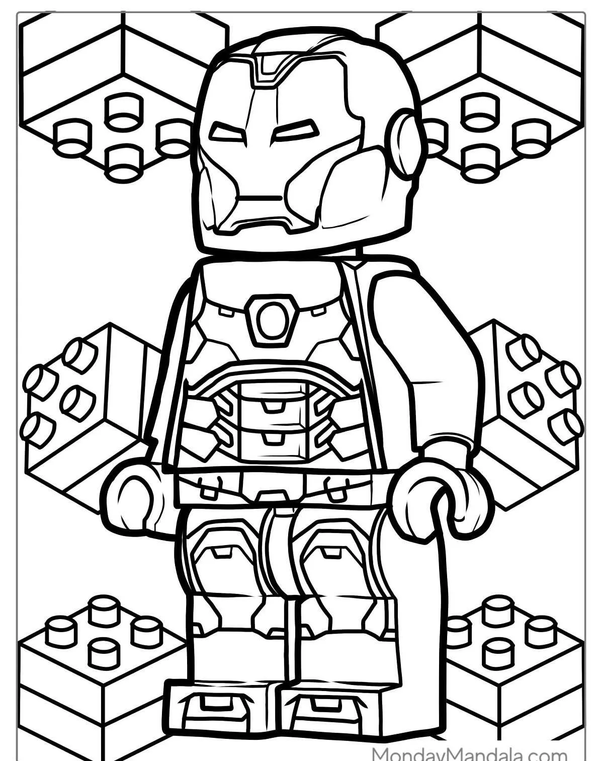 Desenho para colorir do Homem de Ferro em estilo Lego