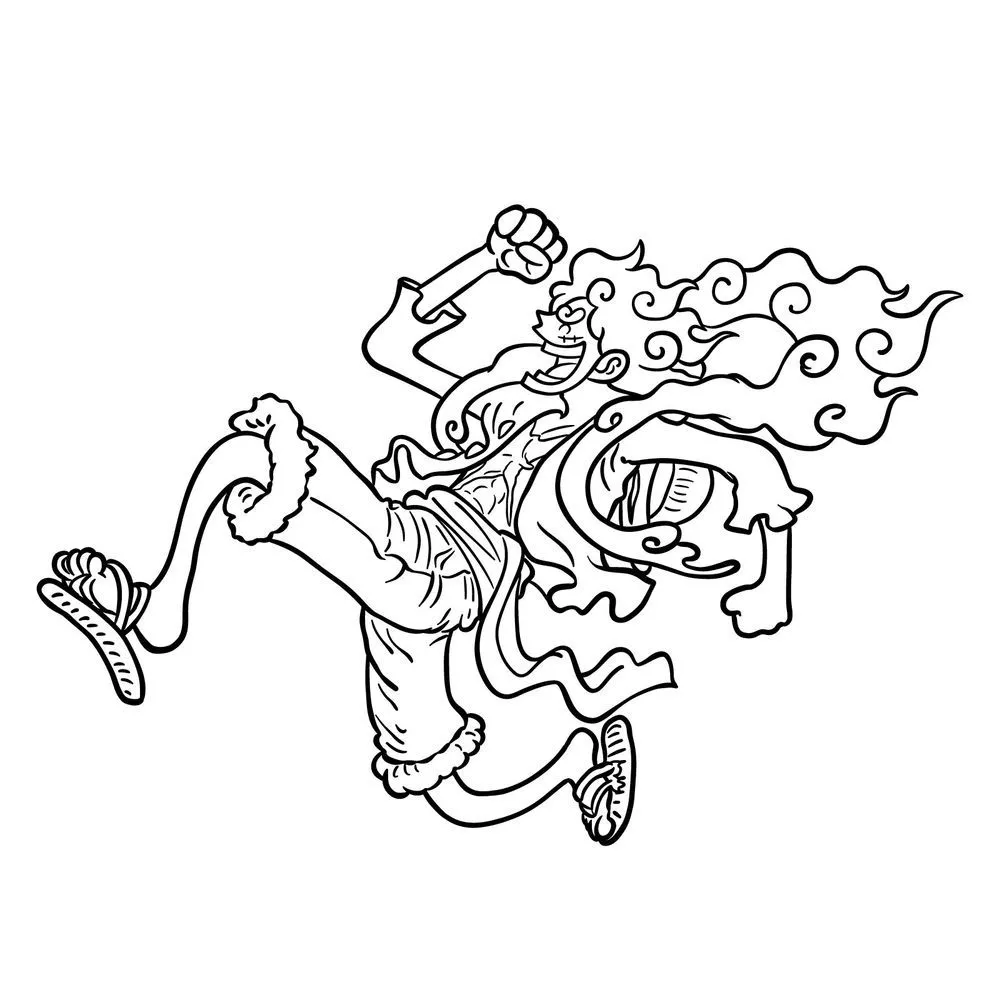 Desenho para colorir do Luffy em movimento