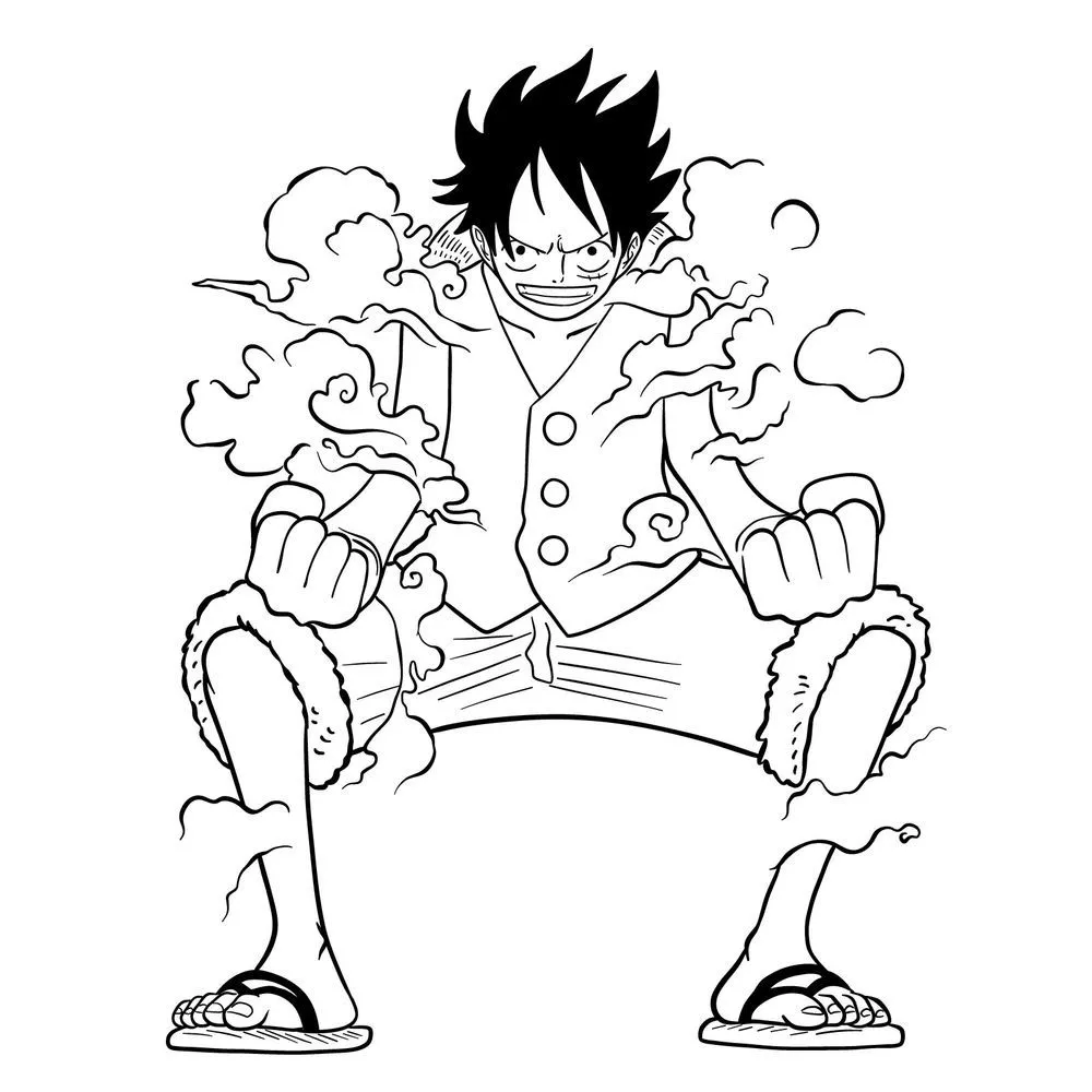 Desenho para colorir do Luffy em Modo Gear 5