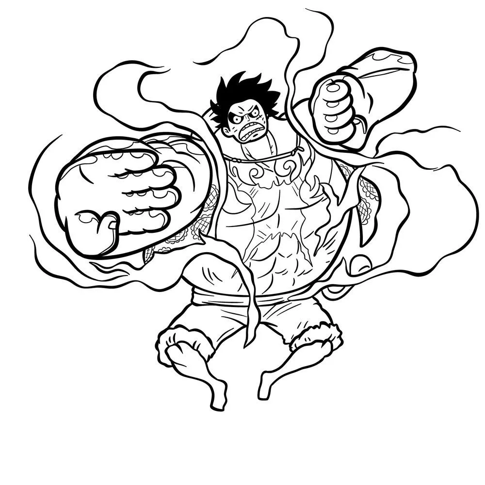 Desenho para colorir do Luffy em sua forma Gear 5