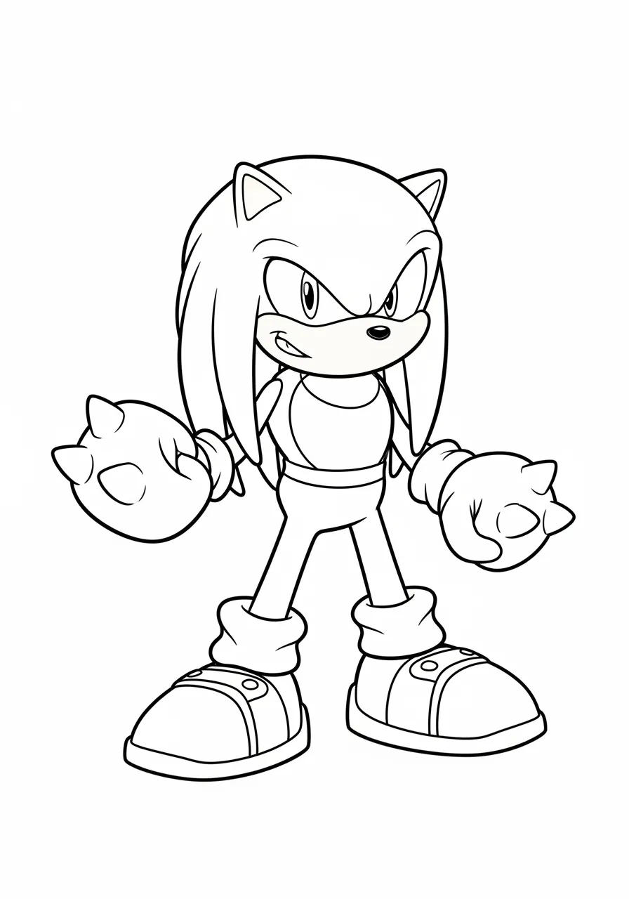 Desenho para colorir do Sonic com expressão determinada