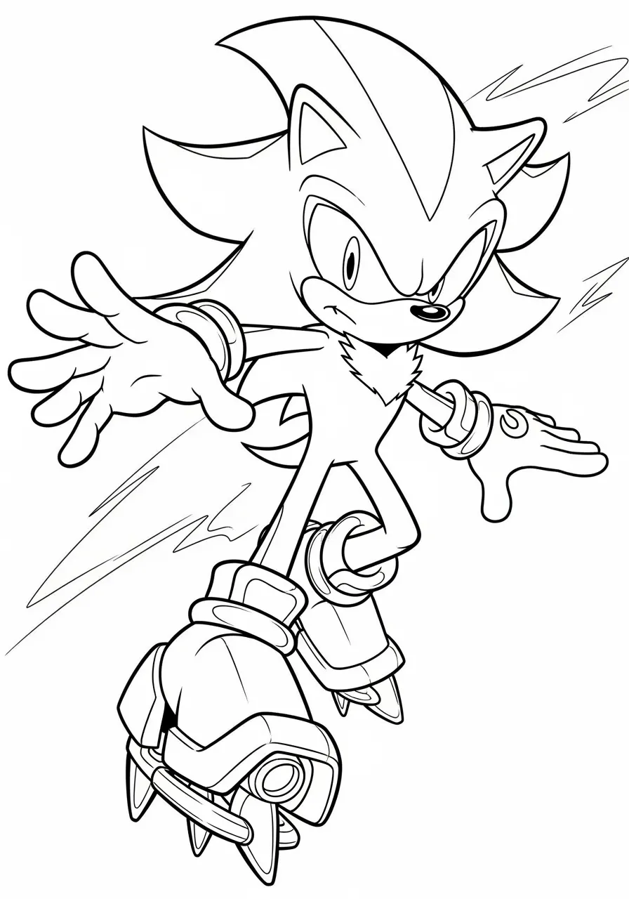 Desenho para colorir do Sonic em ação com patins