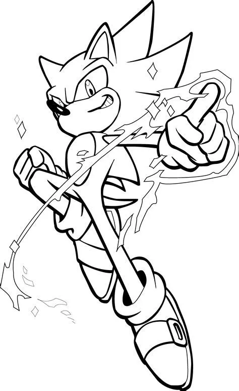 Desenho para colorir do Sonic em movimento com efeitos de velocidade