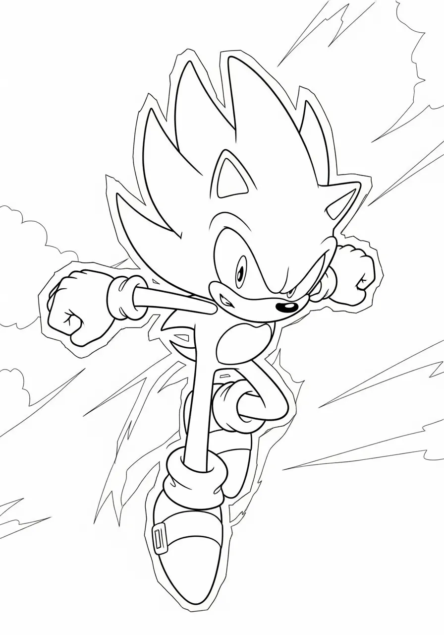 Desenho em preto e branco do Sonic the Hedgehog correndo