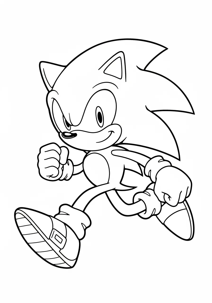 Desenho em contorno do Sonic the Hedgehog correndo