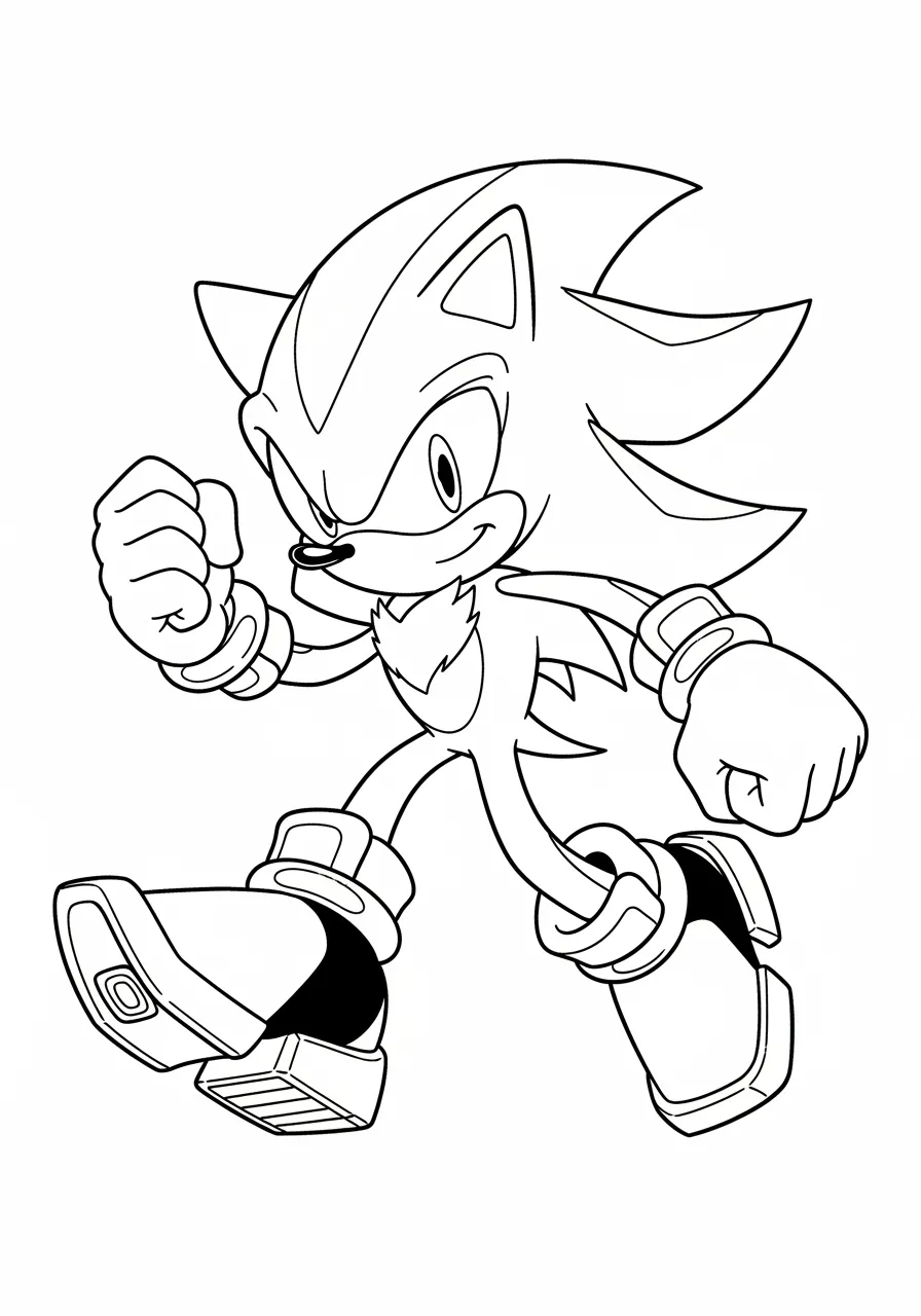 Desenho em preto e branco do Sonic the Hedgehog correndo