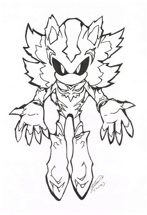 Desenho do Sonic Prateado em contorno para colorir