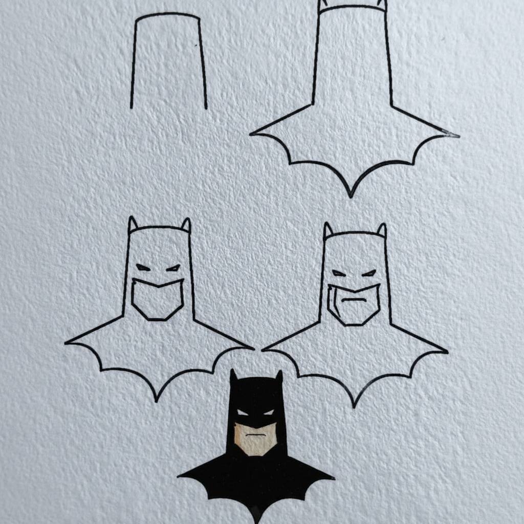 Desenho em etapas do Batman para colorir e desenhar
