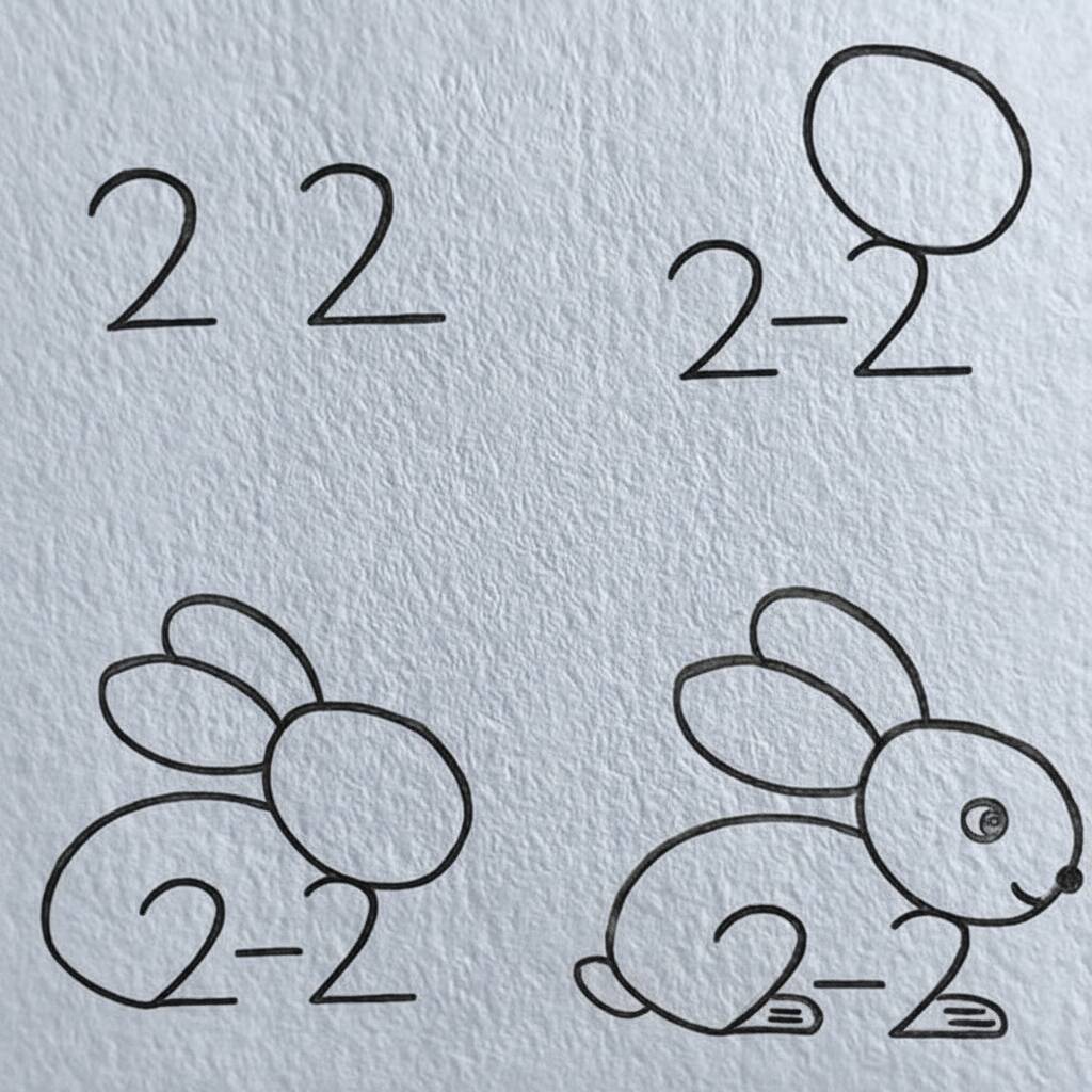Desenho passo a passo de um coelho fácil para crianças