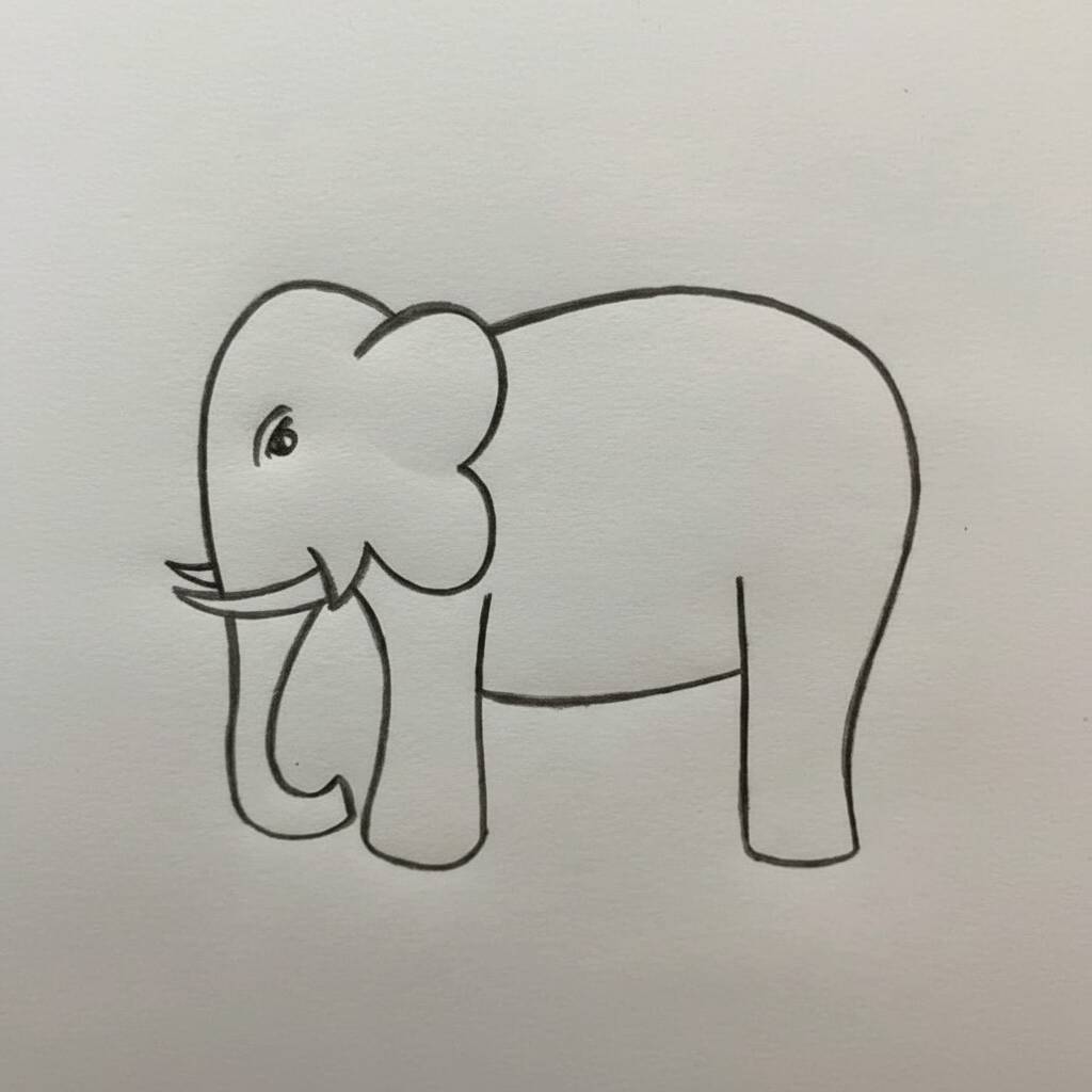 Desenho simples de um elefante para colorir