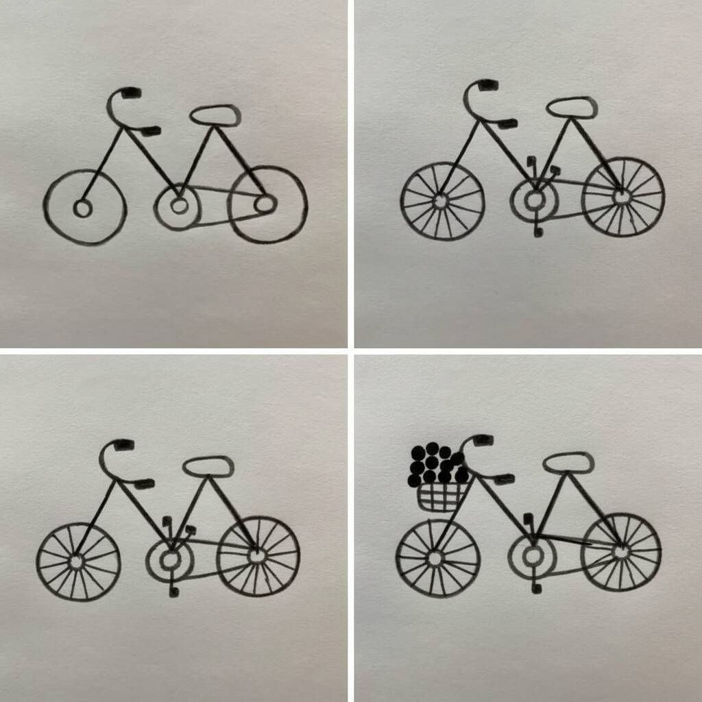 Desenho de uma bicicleta com cesto