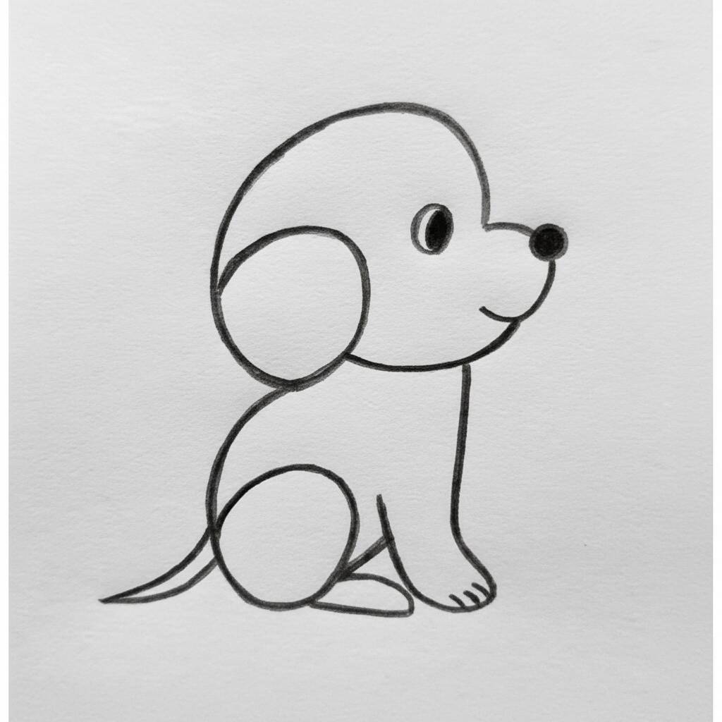 Desenho de um cachorrinho fofo em estilo simples para colorir.