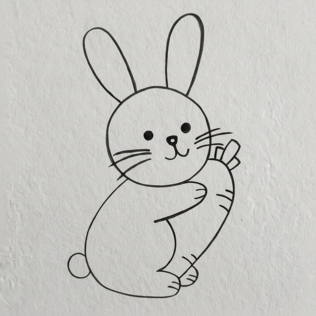 Desenho de um coelho segurando uma cenoura