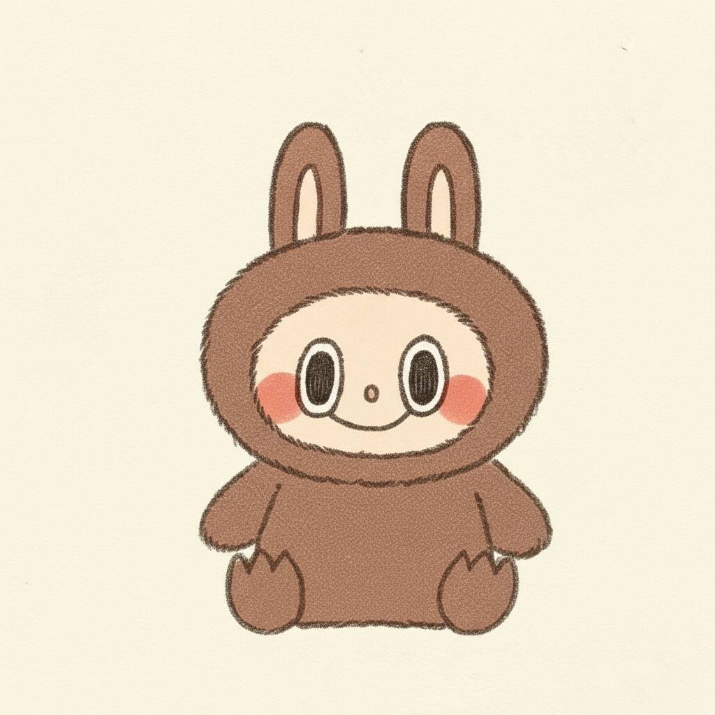Desenho de um coelhinho fofo com orelhas grandes e um sorriso adorável.